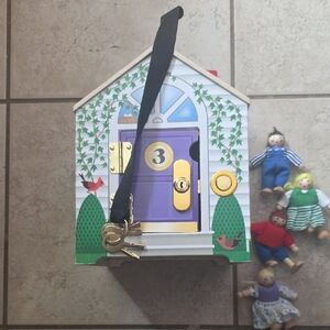 Colorful Toy House with Key and Dolls